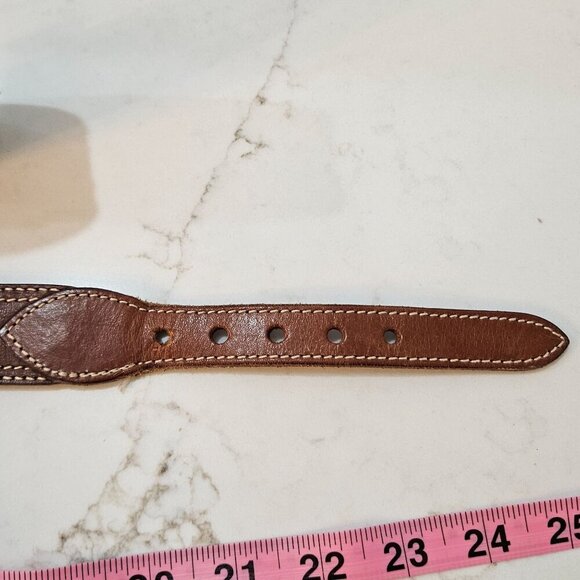 Cinderella Brown Leather Belt With Silver Buckle & Contrast Stitching M/L Size - Picture 6 of 9